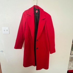 ZARA Women's Red Heavy Coat- Size Medium